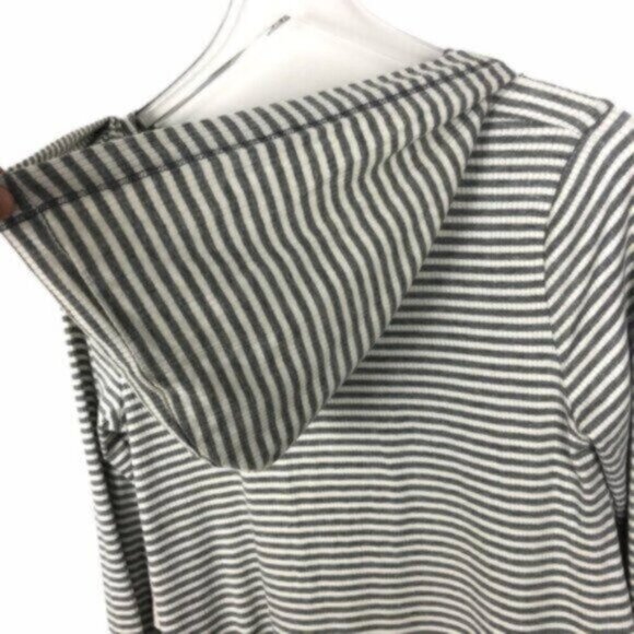 JOLT | Women's Grey & Cream Long Sleeves Pop-Over Style Stripe Hoodie Size Large - Picture 8 of 8
